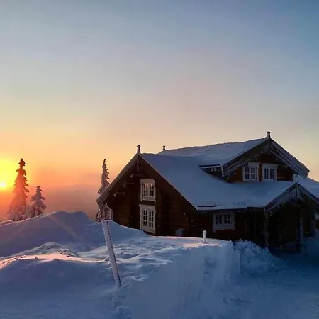 New Log With Sauna, Waxing Shed & Bench At Feriehus Sjusjøen