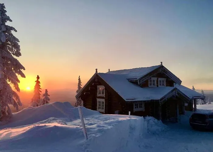 New Log With Sauna, Waxing Shed & Bench At Feriehus Sjusjøen